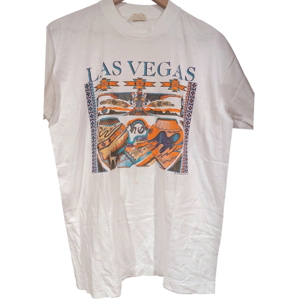 Screen Stars Graphic Tee L White 90s Las Vegas‎ Single Stitch Southwest Eagle